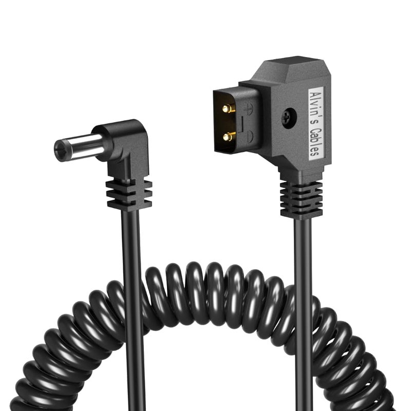 Alvin's Cables كابل د-تاب من ألفين إلى كابل طاقة تيار مستمر 12 فولت 5.5 مم × 2.1 مم كابل ملفوف للكاميرا كانون C70، أتموس شوجن، بلاك ماجيك فيديو أسيست، سمول إتش دي إندي 7، زاوية صحيحة تيار مستمر - Image 1